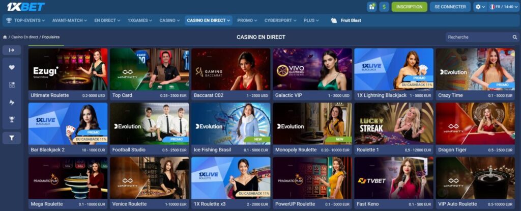 Casino en direct 1xBet