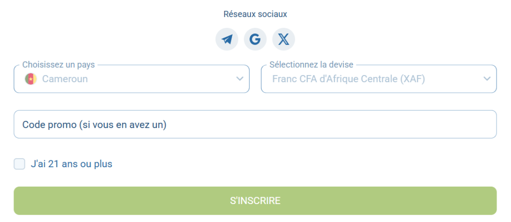 Inscription 1xBet Cameroun via les réseaux sociaux